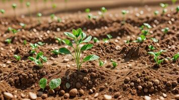 A field with small plants growing in it photo