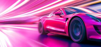 Vibrant banner features luxury cars with dynamic designs in a futuristic setting, attracting potential buyers photo