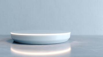 Sleek router with a luminous ring accentuates a modern space, representing high-speed internet capabilities photo