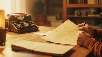 Traveler studies a paper map in a vintage hotel room filled with soft light and nostalgic travel essentials photo