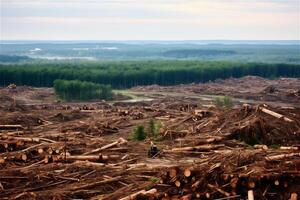 Drone photo of logging in forest