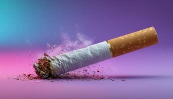 Breaking cigarette illustration digital art urban background conceptual view anti-smoking message photo