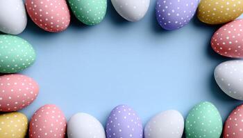 Colorful easter egg silhouettes on muted background festive decor photography creative environment top view photo