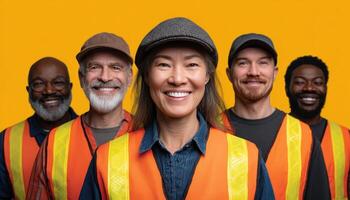Community engagement event featuring diverse workforce urban setting portrait photography vibrant background photo