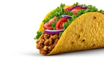 Crispy chicken taco delight gourmet kitchen food photography bright background closeup culinary art photo
