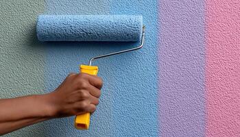 Creative mural painting urban wall art activity colorful environment close-up view expressive concept photo