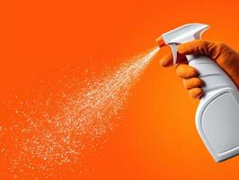 Cleaning action with spray bottle indoor setting close-up image bright environment photo
