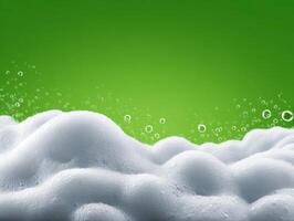 Bursting bubbles in midair colorful green background nature close-up dynamic view captivating concept photo