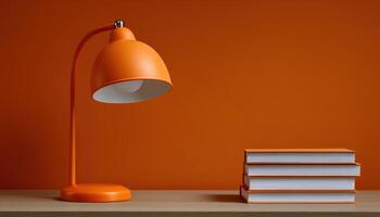 Cozy orange bedside lamp home interior visual content warm atmosphere close-up modern design photo