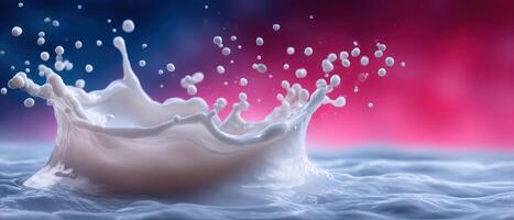 Dynamic splash of milk against colorful background abstract photography vibrant environment photo