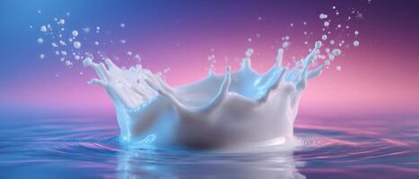 Dynamic milk splash in minimalist setting captured with artistic precision photo
