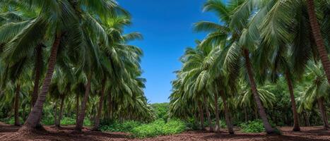 Cocoa tree landscape serene afternoon view in a tropical paradise photo