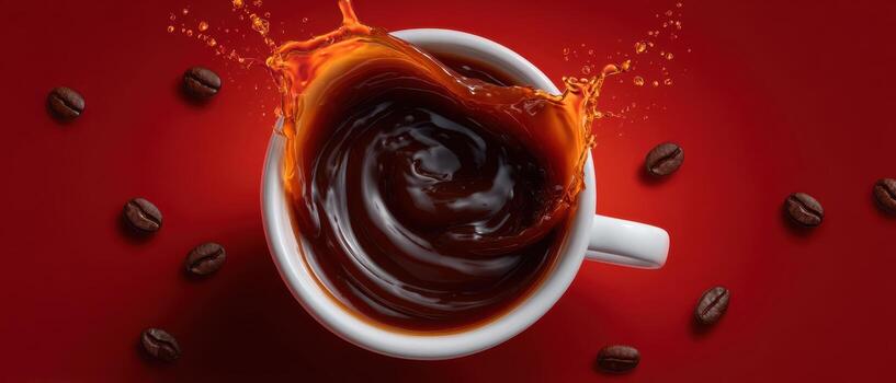 Dynamic coffee splash in midair studio setting high-contrast imagery creative concept photo