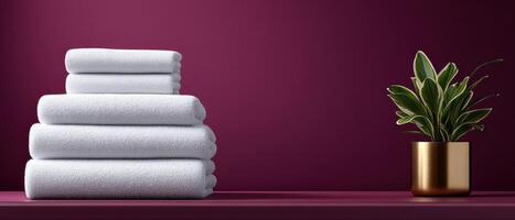 Elegant towel stacking arrangement modern bathroom product photography minimalist top-down home decor photo