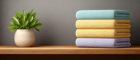 Cozy laundry room with soft lighting organized towels home interior calm atmosphere photo