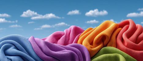 Vibrant jersey fabric display outdoor setting textile collection colorful environment artistic perspective photo