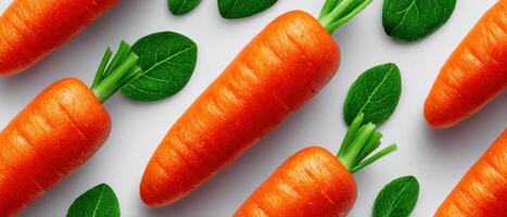 Fresh carrots on white background modern food layout natural ingredients minimalist style photo
