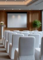 Elegant meeting room design with soft lighting modern interior professional environment photo