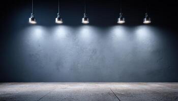 Modern loft interior with strip lights urban space photography industrial aesthetic minimal design photo