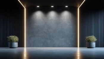 Modern loft design with strip lights urban setting interior minimalist industrial style photo