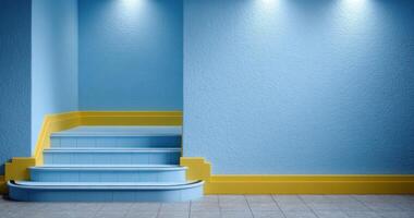 Elegant minimal stairwell design with step lights modern interior bright colors clean lines photo