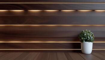 Ambient wooden accent wall with clean style cozy space interior design modern home photo