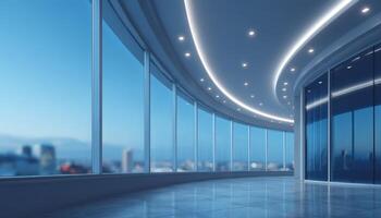 Modern architectural design showcase urban skyline interior space contemporary environment wide angle view photo