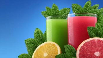 Refreshing healthy drink advertising layout modern style vibrant colors natural ingredients photo