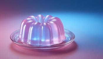 Colorful clean jelly dessert displayed on glass plate with soft led lighting photo