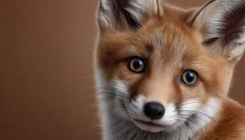 Adorable baby fox portrait nature setting animal photography warm ambient lighting photo