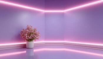Elegant wedding photo booth corner minimal decor soft lighting indoor space modern design