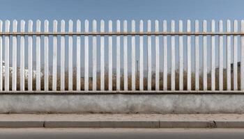 Minimal steel fence casting linear shadows urban environment architectural photography photo