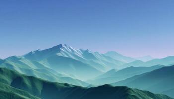 Abstract green mountain landscape nature scene soft tones tranquil environment digital art photo
