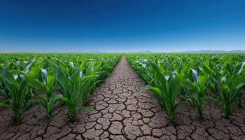 Faded green crops turning brown under the sun agricultural field nature landscape aerial view climate impact photo