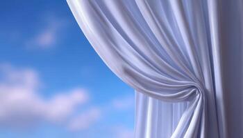 Soft breeze through minimalist white curtain indoor space high fidelity calm concept photo