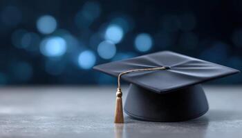 Future success after graduation celebrating achievement with a graduation cap abstract background photo