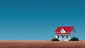 Isolated farmhouse in minimal color palette open field digital art calm atmosphere photo