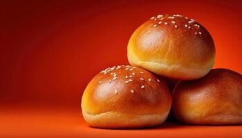 Artistic minimalist chinese buns on vibrant color background food photography close-up photo