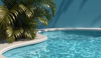 Modern pool design with curved edges and palm leaves tropical oasis outdoor serenity photo