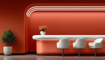 Illuminated modern architecture stylish urban loft chic interior contemporary design aesthetic perspective photo