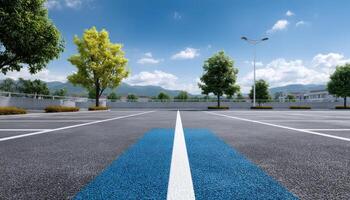Empty clean asphalt parking lot with copy space daytime urban setting aerial perspective photo