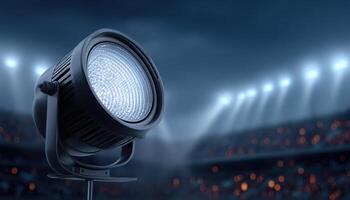 Stadium lighting showcase sleek led lights create dramatic shadows and copy space photo