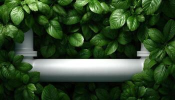 Eco-friendly water pipes surrounded by lush greenery in a natural photo