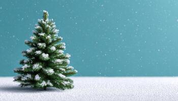 Snowy minimalist christmas tree scene winter wonderland visual content calm environment close-up view photo
