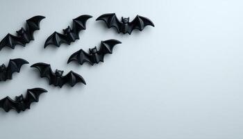 Halloween bats silhouette decoration clean wall modern art indoor top view spooky concept photo