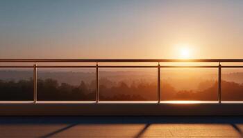 Modern terrace view at sunset soft lighting outdoor space peaceful environment photo