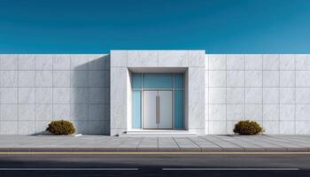 Minimalist facade with natural light urban setting architectural photography clean lines photo