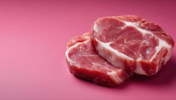 Neatly arranged raw duck meat on minimalist surface food photography beige background photo