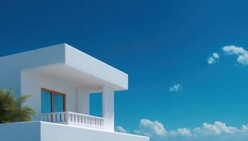 Modern minimalist architecture coastal location bright sunlit exterior scenic view conceptual design photo