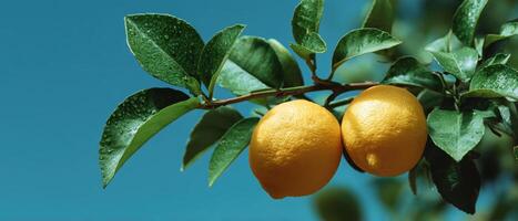 Vibrant lemon tree under soft natural light spa setting relaxing environment close-up view photo
